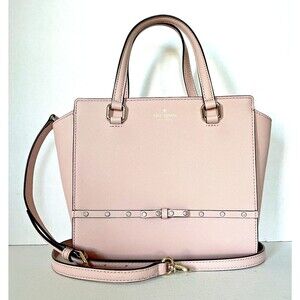 New Kate Spade Small Hadlee Laurel Way Jeweled Saffiano Leather Tote Warm Vellum